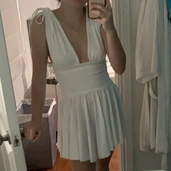 White Ruched Mini Dress - Picture 2 of 2
